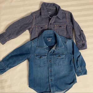 Denim long sleeve button downs 18-24m